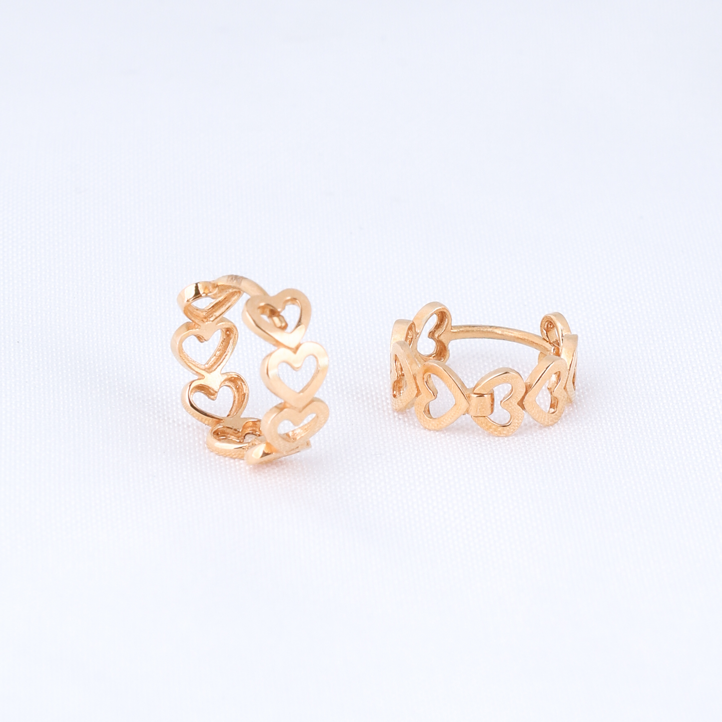 Heart Link Huggie Hoops
