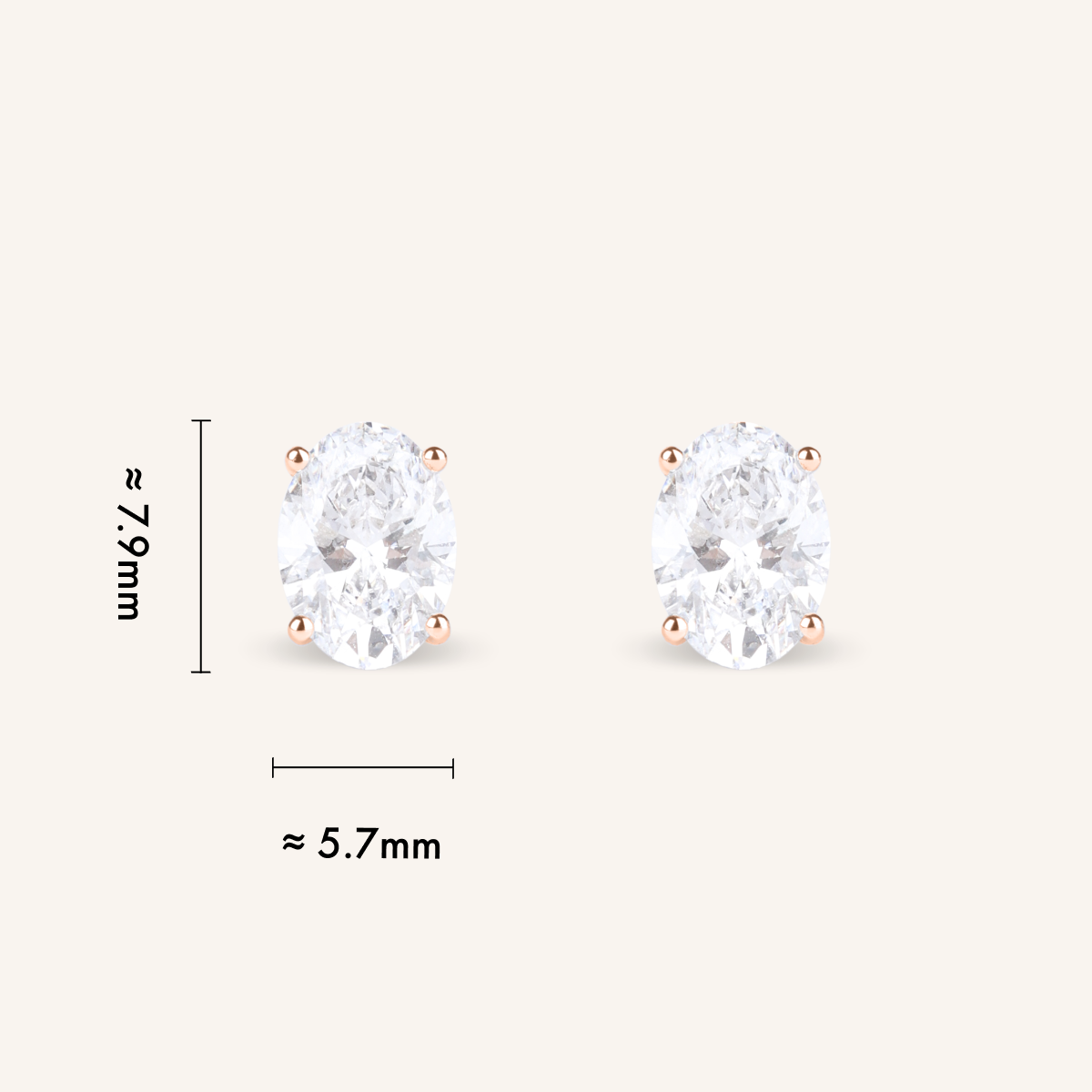 1ct Oval Cut Lab Grown Diamond Stud Earrings