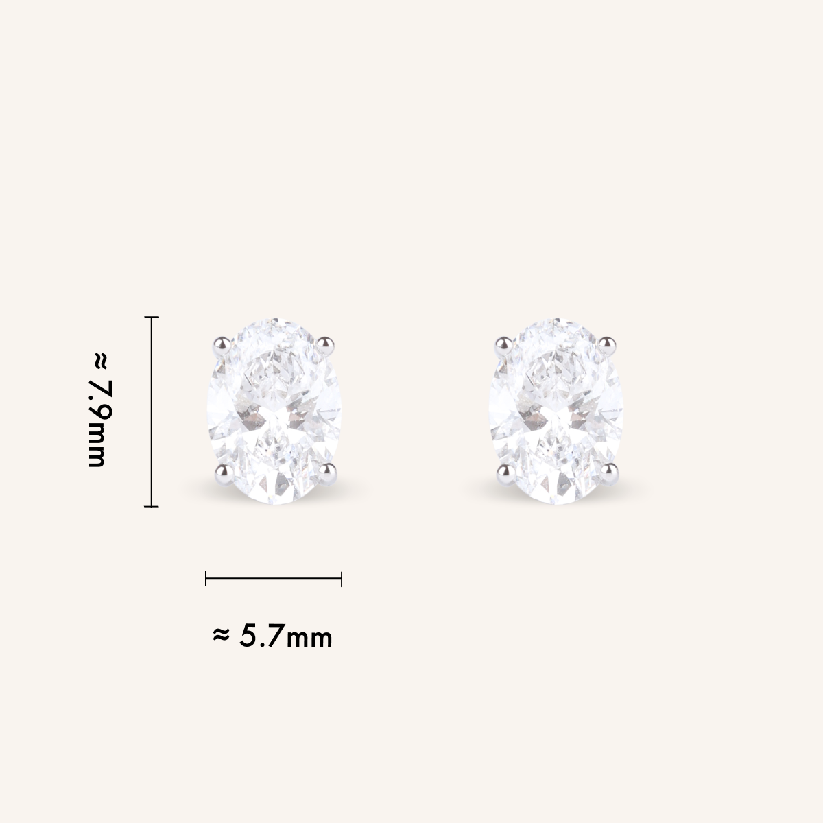 1ct Oval Cut Lab Grown Diamond Stud Earrings