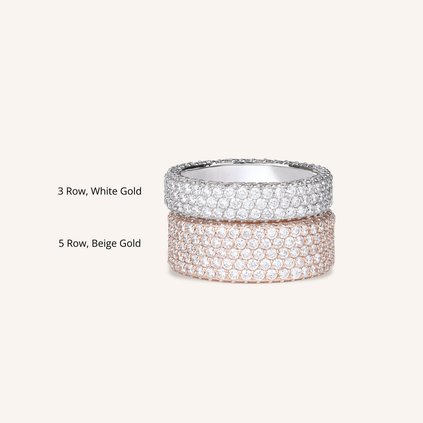 Pavé Diamond Ring, 5 Row