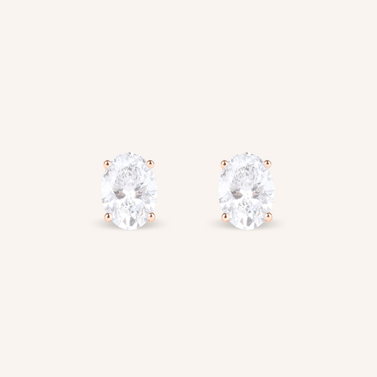 1ct Oval Cut Lab Grown Diamond Stud Earrings