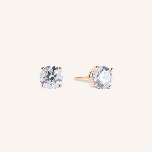 Four Prong Lab Grown Diamond Stud Earrings