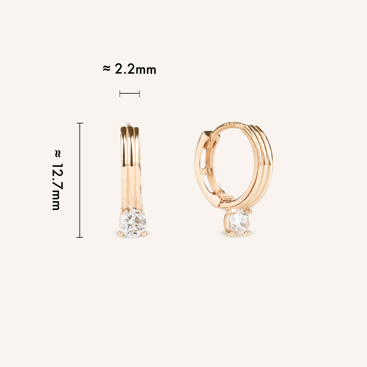 Triple Band Solitaire Drop Earrings