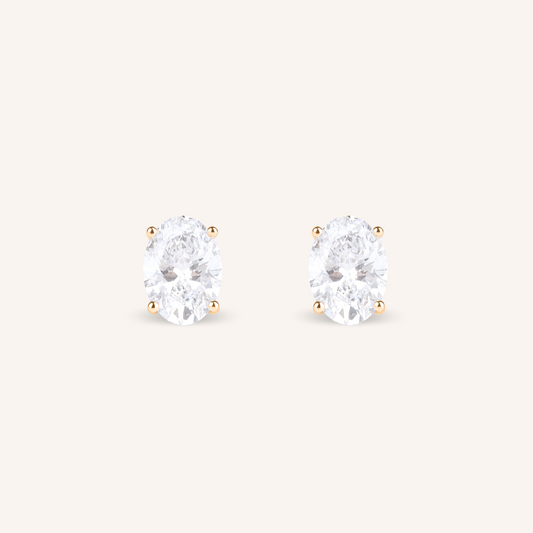 1ct Oval Cut Lab Grown Diamond Stud Earrings