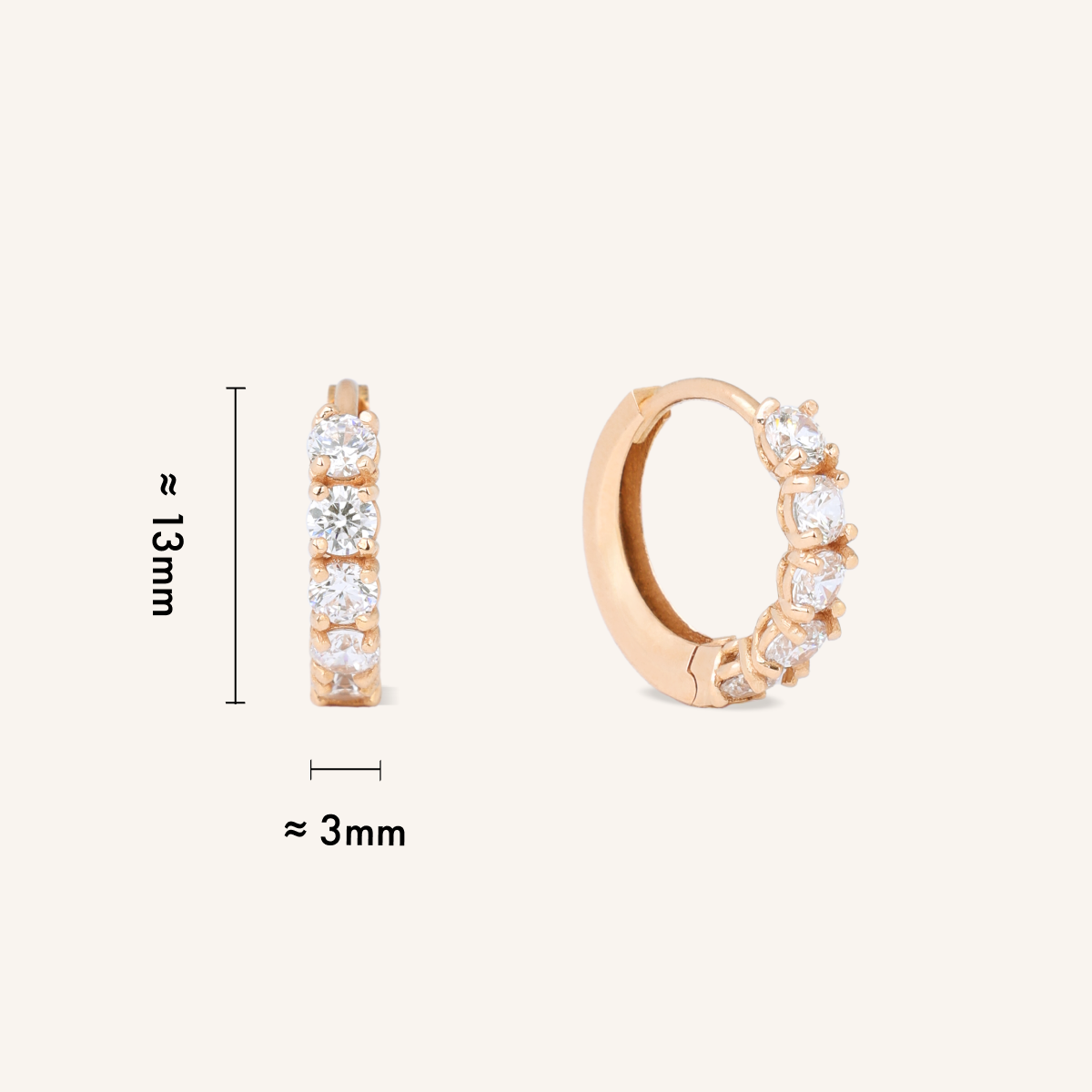 5 Stone Classic Hoop Earrings