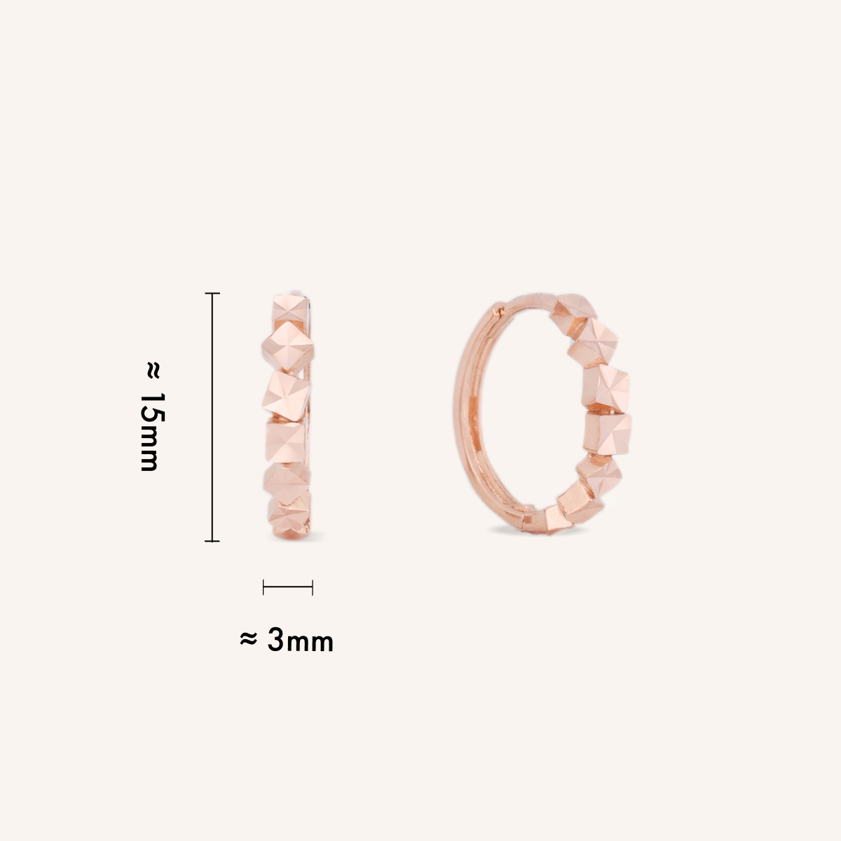 Faceted Cube Hoop Earrings