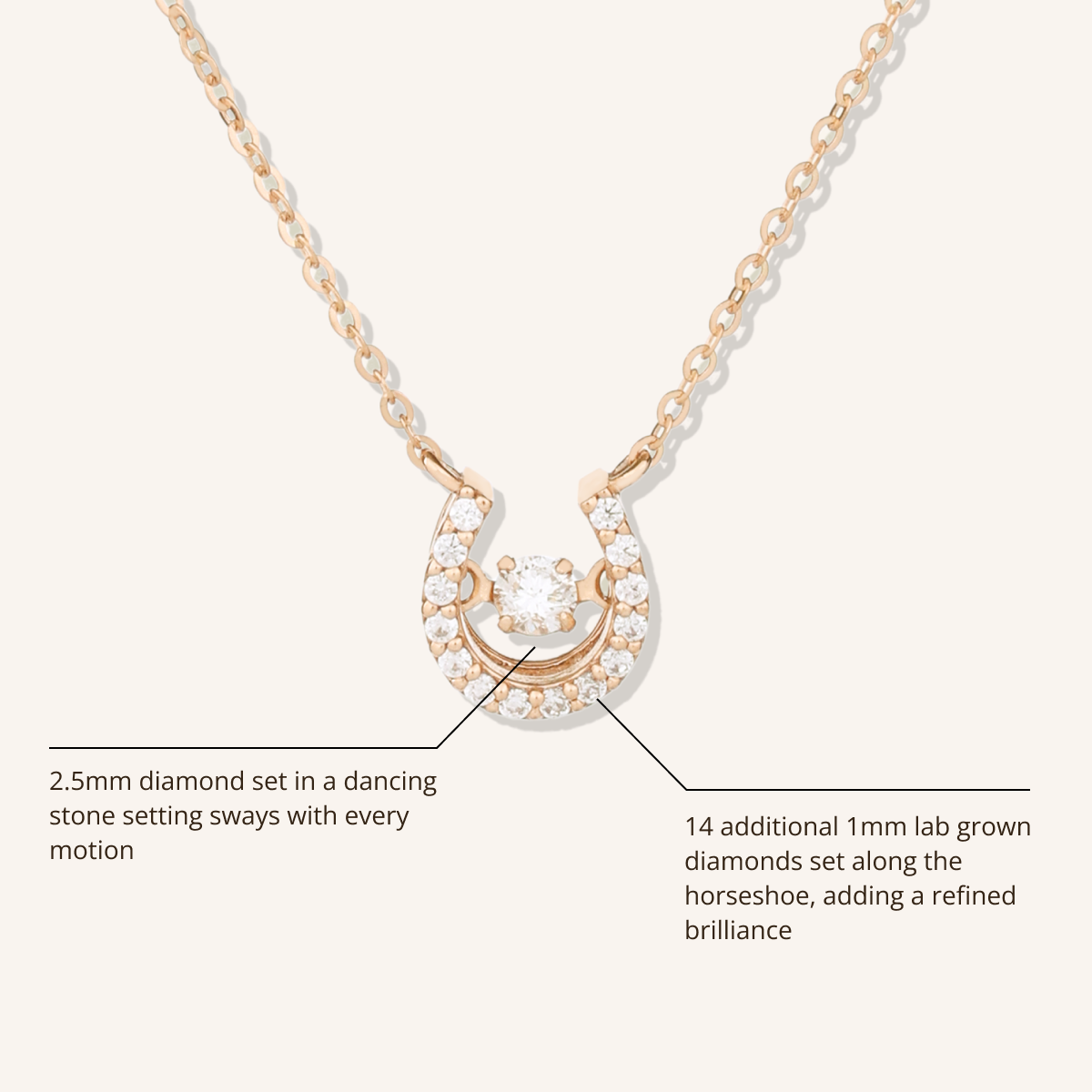 Dancing Stone Horseshoe Halo Necklace